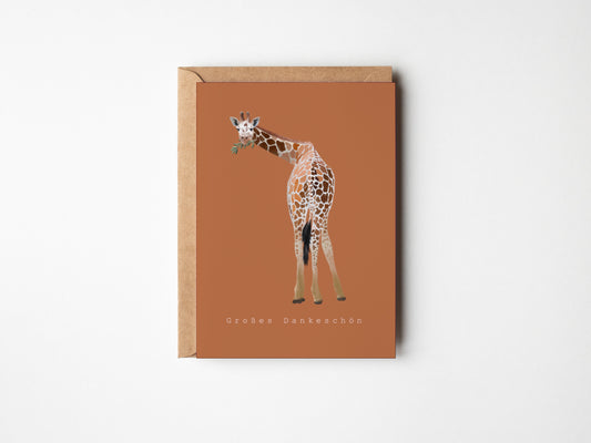 Postkarte Giraffe/ Danke, A6