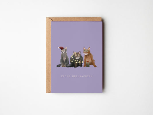 Postkarte Weihnachten/ Katzen, A6