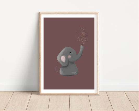 Poster A4, Elefant & Konfetti