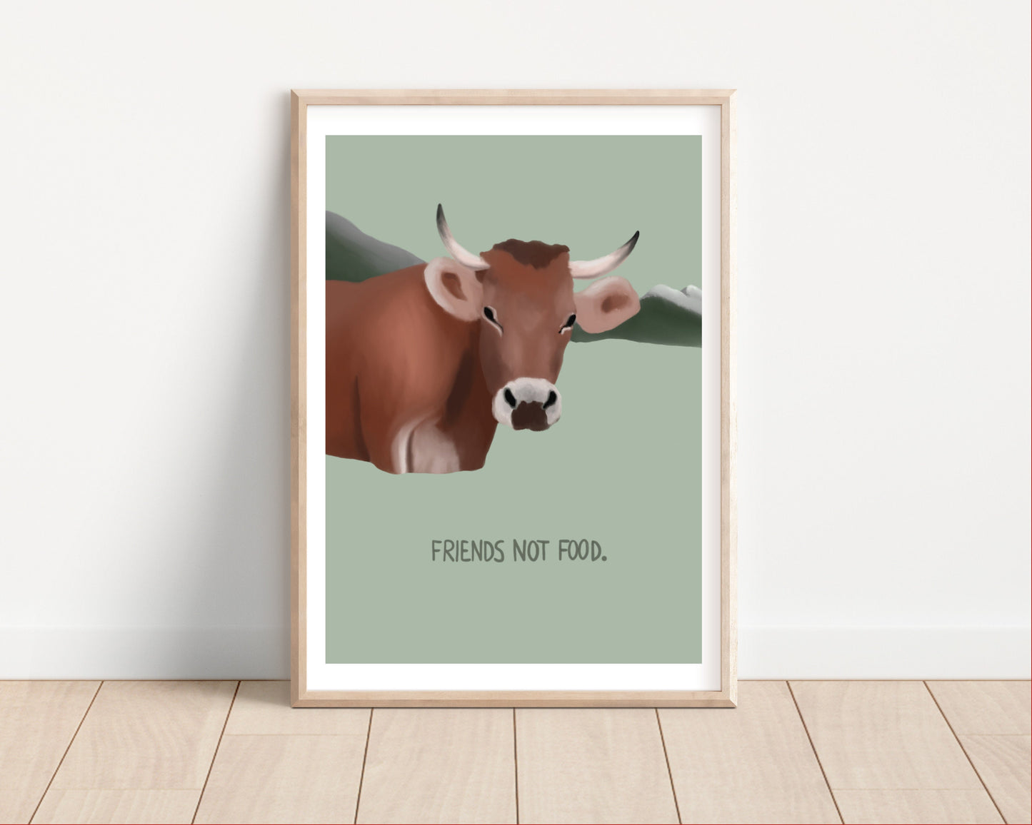 Poster A4, Kuh/ Vegan/ Friends not Food