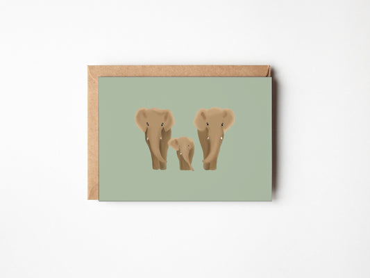 Klappkarte Elefantenfamilie, A6